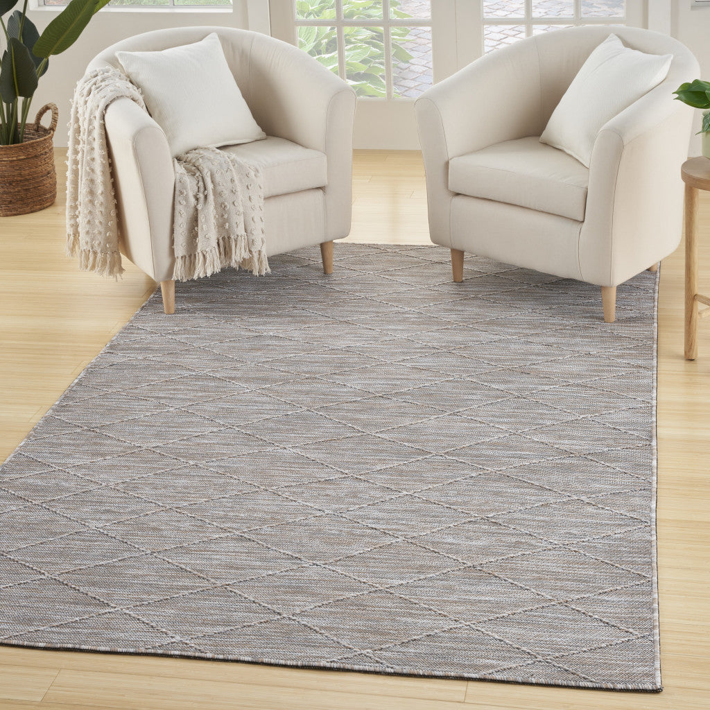 4' x 6' Gray Geometric Power Loom Non Skid Area Rug