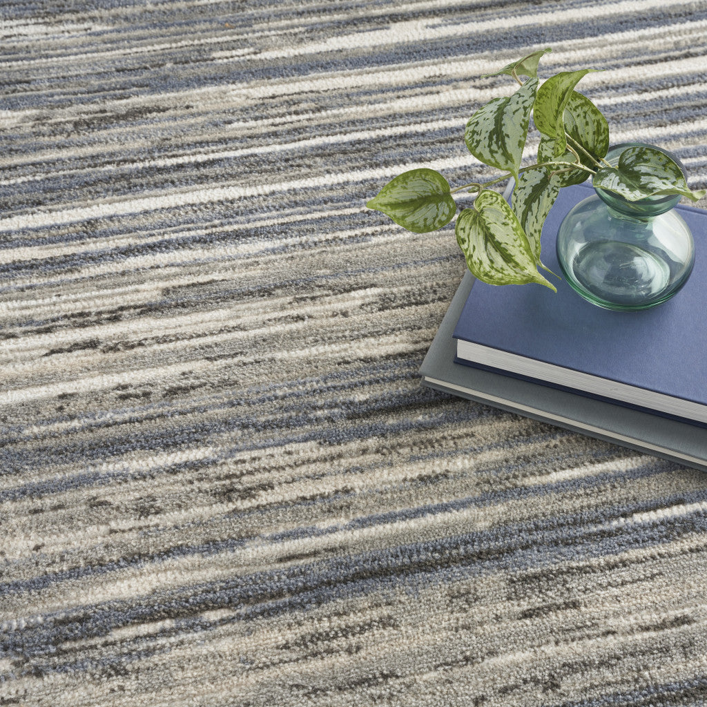 5' x 7' Cream Abstract Distressed Area Rug
