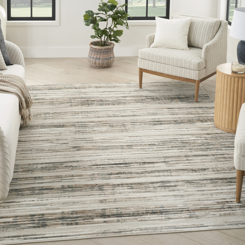5' x 7' Cream Abstract Distressed Area Rug