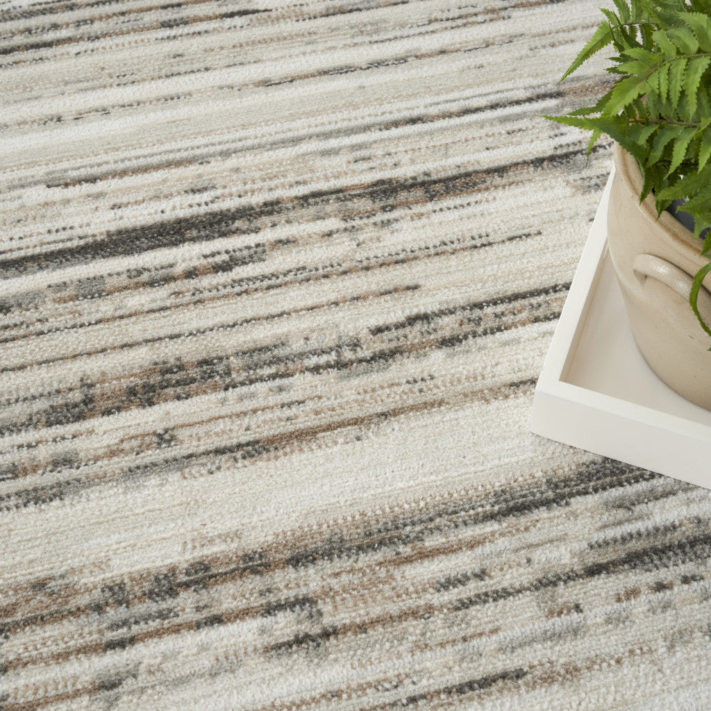 5' x 7' Cream Abstract Distressed Area Rug