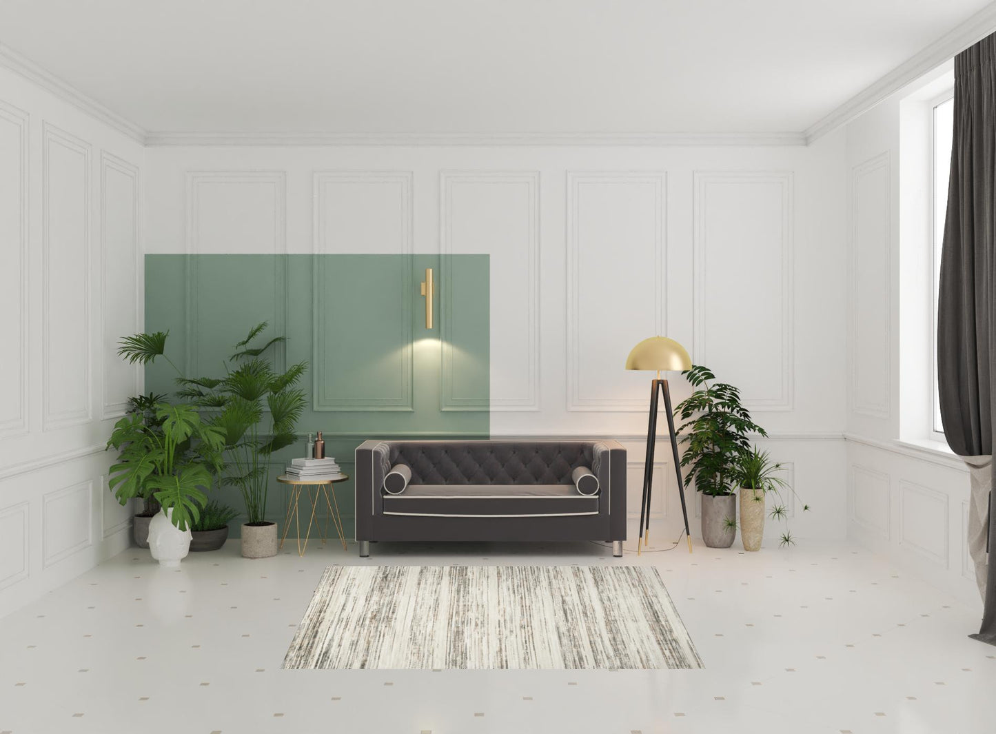 5' x 7' Cream Abstract Distressed Area Rug