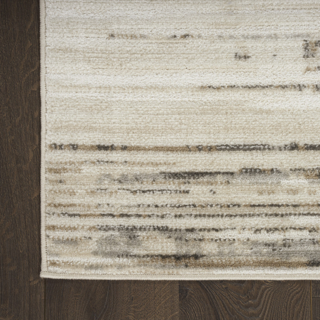 5' x 7' Cream Abstract Distressed Area Rug