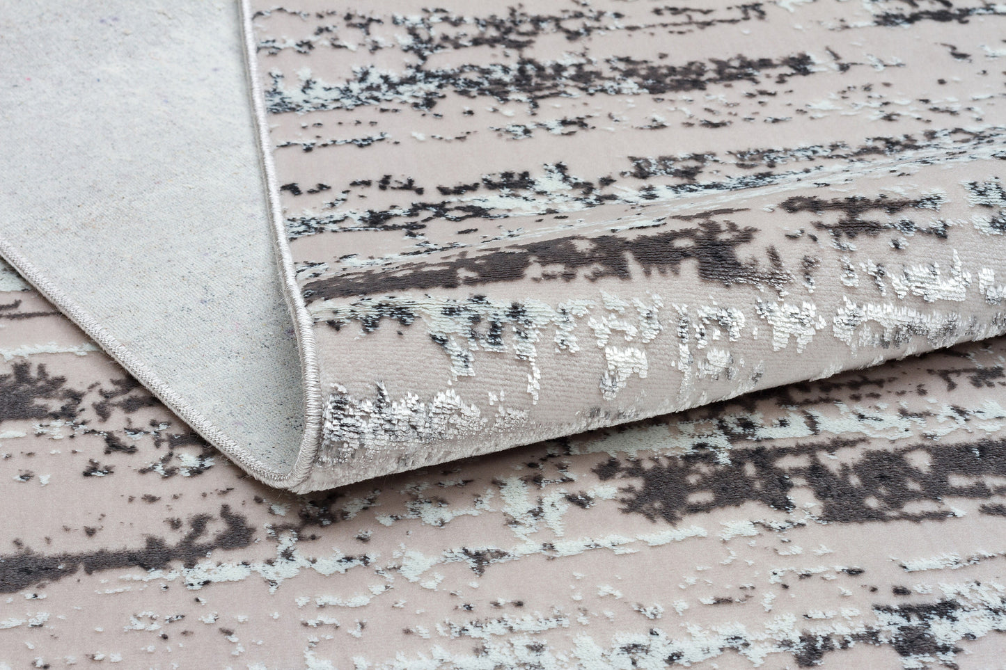 3' X 5' Silver Abstract Washable Non Skid Area Rug