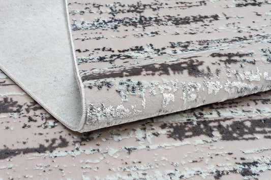 3' X 5' Silver Abstract Washable Non Skid Area Rug