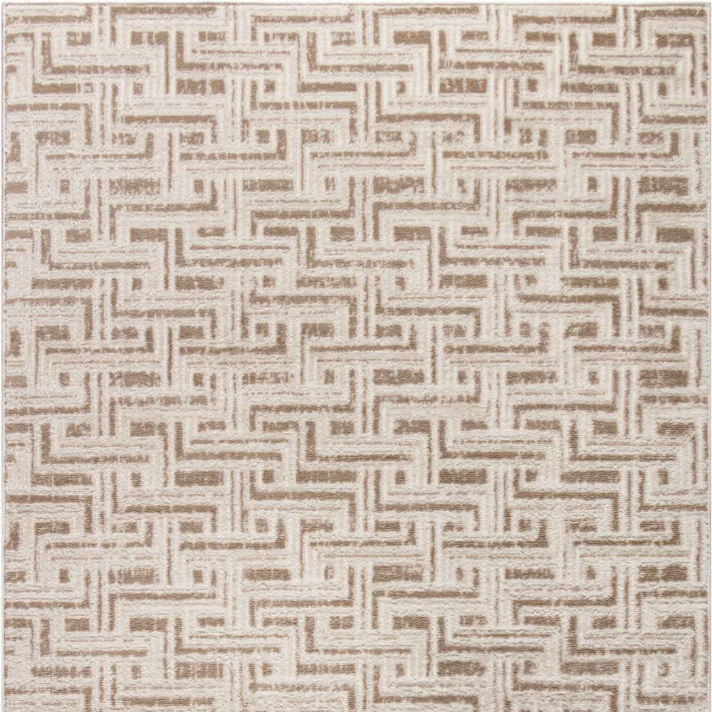 4' x 6' Brown Geometric Distressed Area Rug