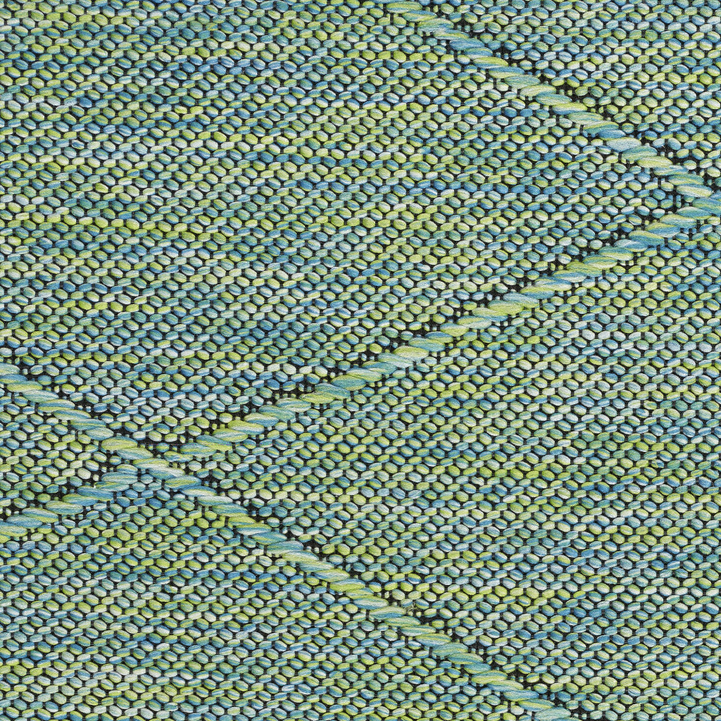 4' x 6' Blue Geometric Power Loom Non Skid Area Rug
