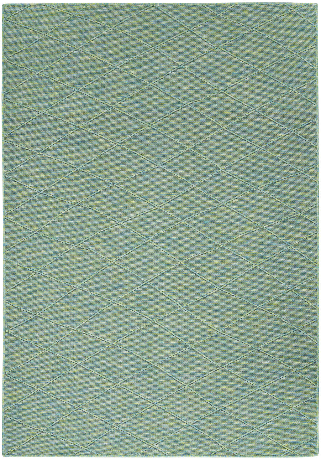 4' x 6' Blue Geometric Power Loom Non Skid Area Rug