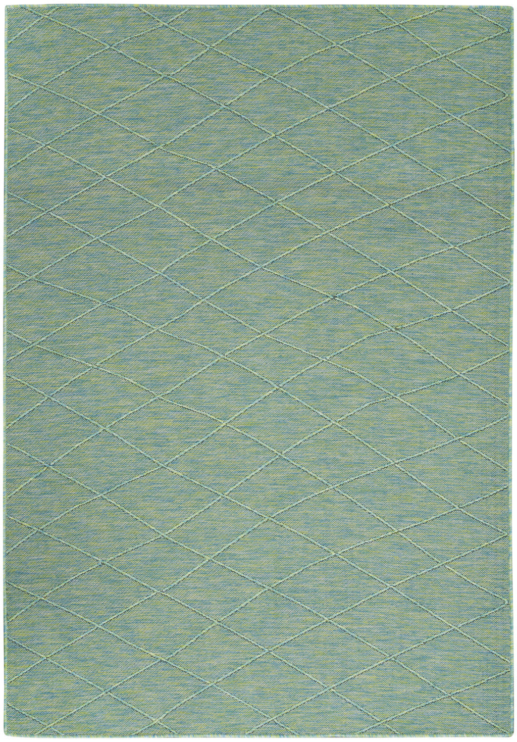 4' x 6' Blue Geometric Power Loom Non Skid Area Rug