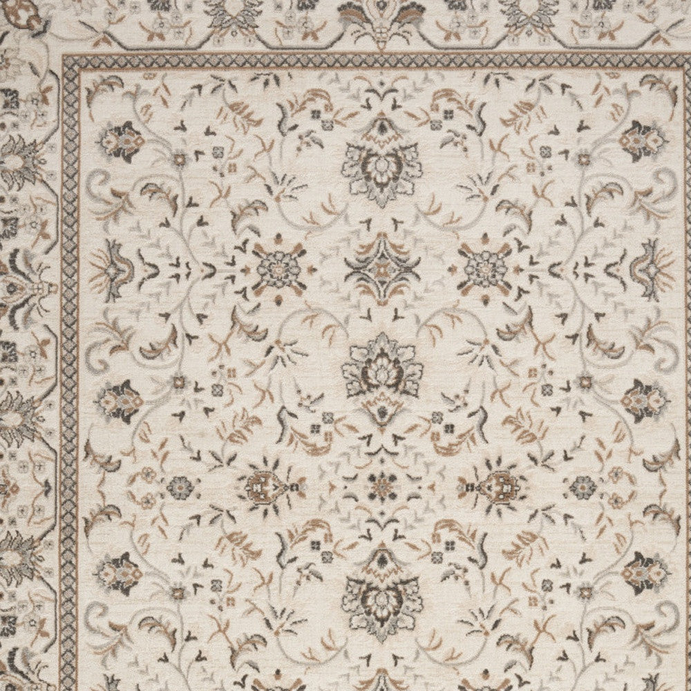 8' x 10' Cream Floral Distressed Area Rug