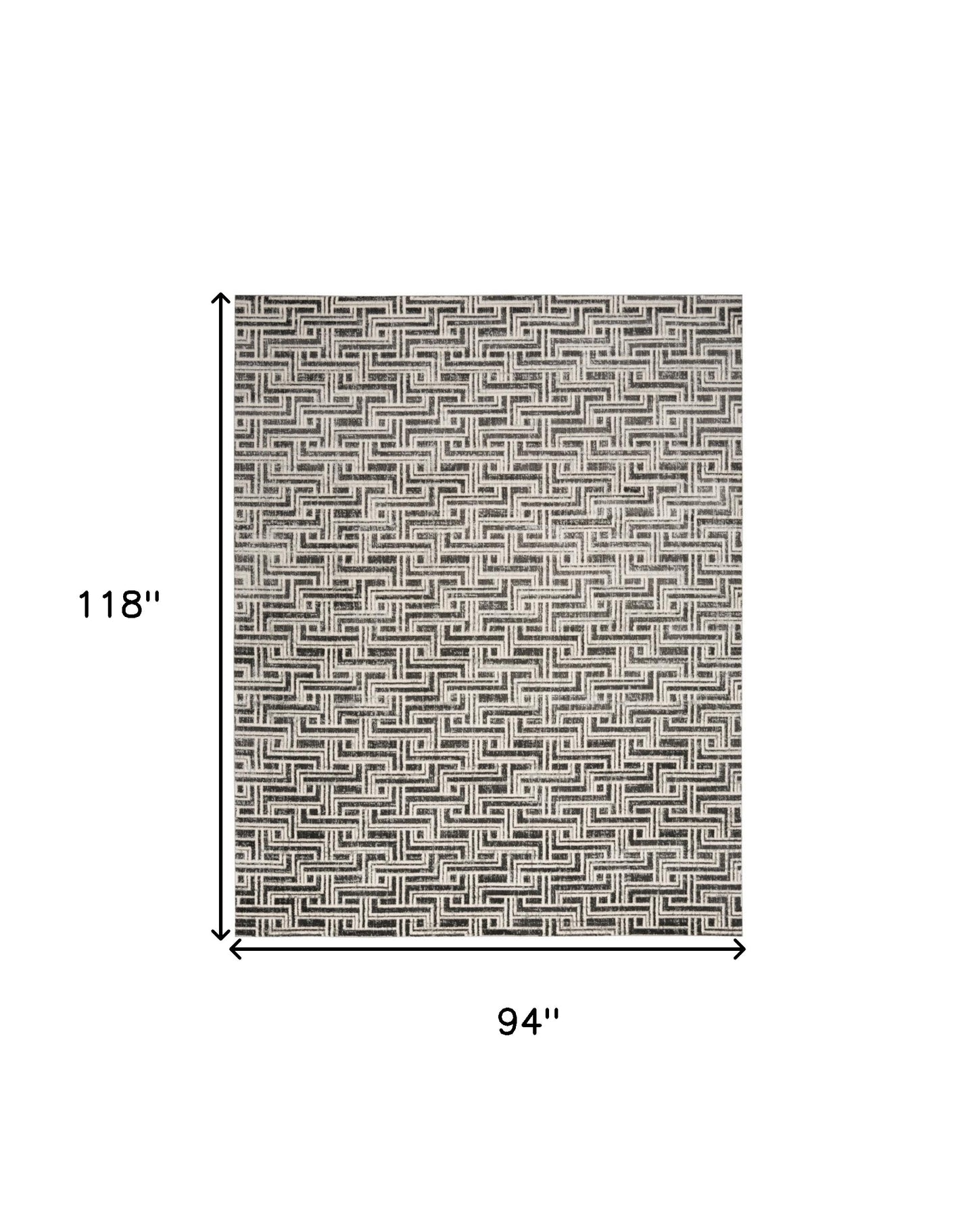 8' x 10' Gray Geometric Distressed Area Rug