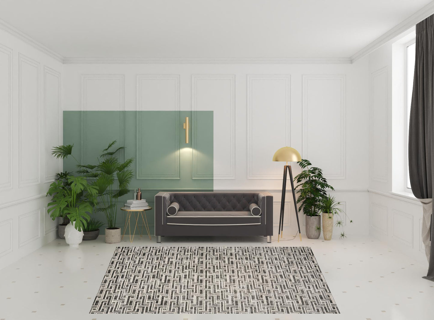 8' x 10' Gray Geometric Distressed Area Rug