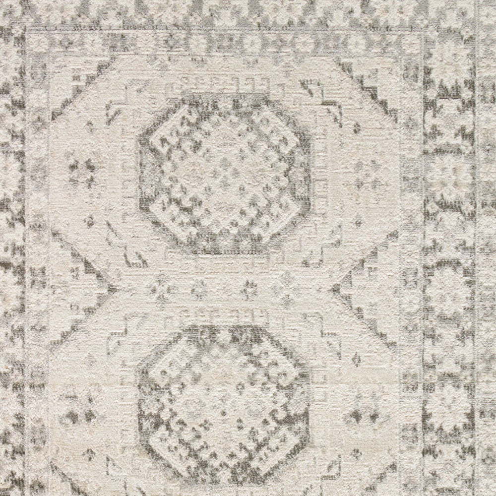 4' x 6' Gray Geometric Distressed Area Rug