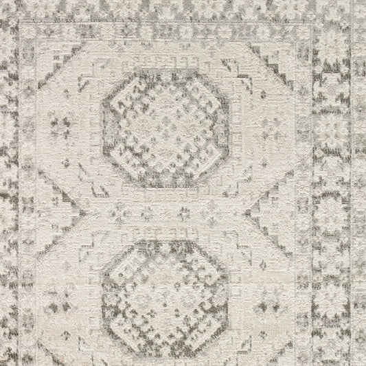 4' x 6' Gray Geometric Distressed Area Rug