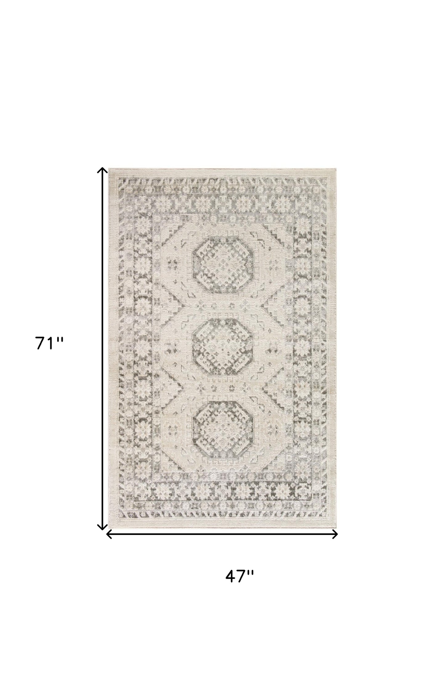 4' x 6' Gray Geometric Distressed Area Rug