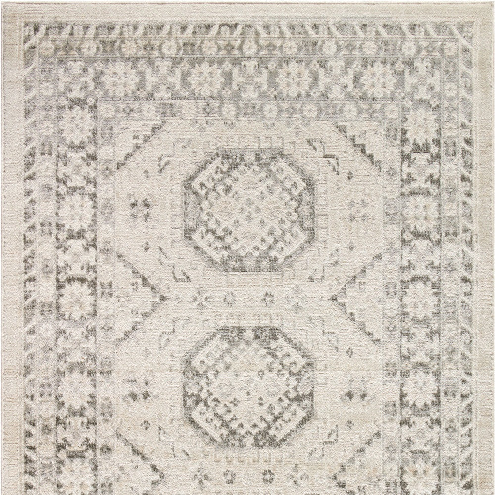4' x 6' Gray Geometric Distressed Area Rug