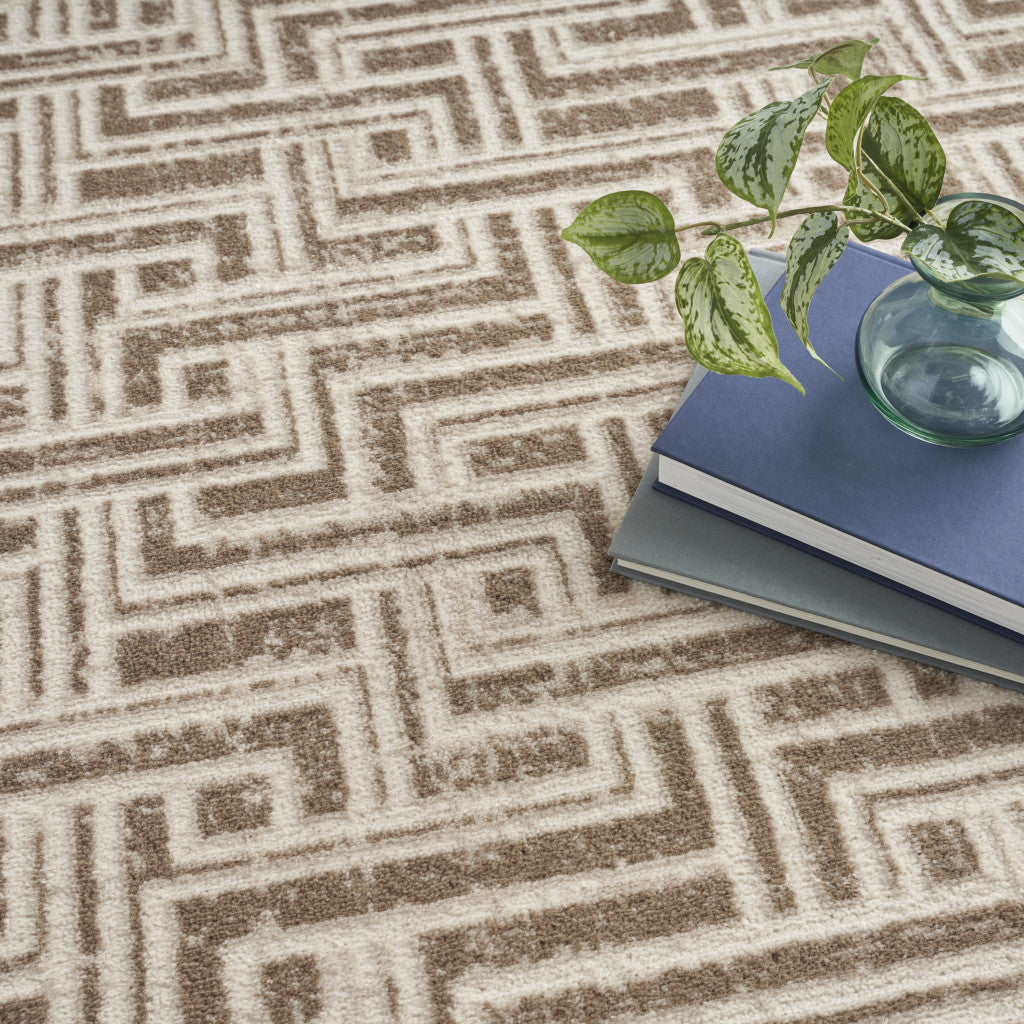 5' x 7' Brown Geometric Distressed Area Rug