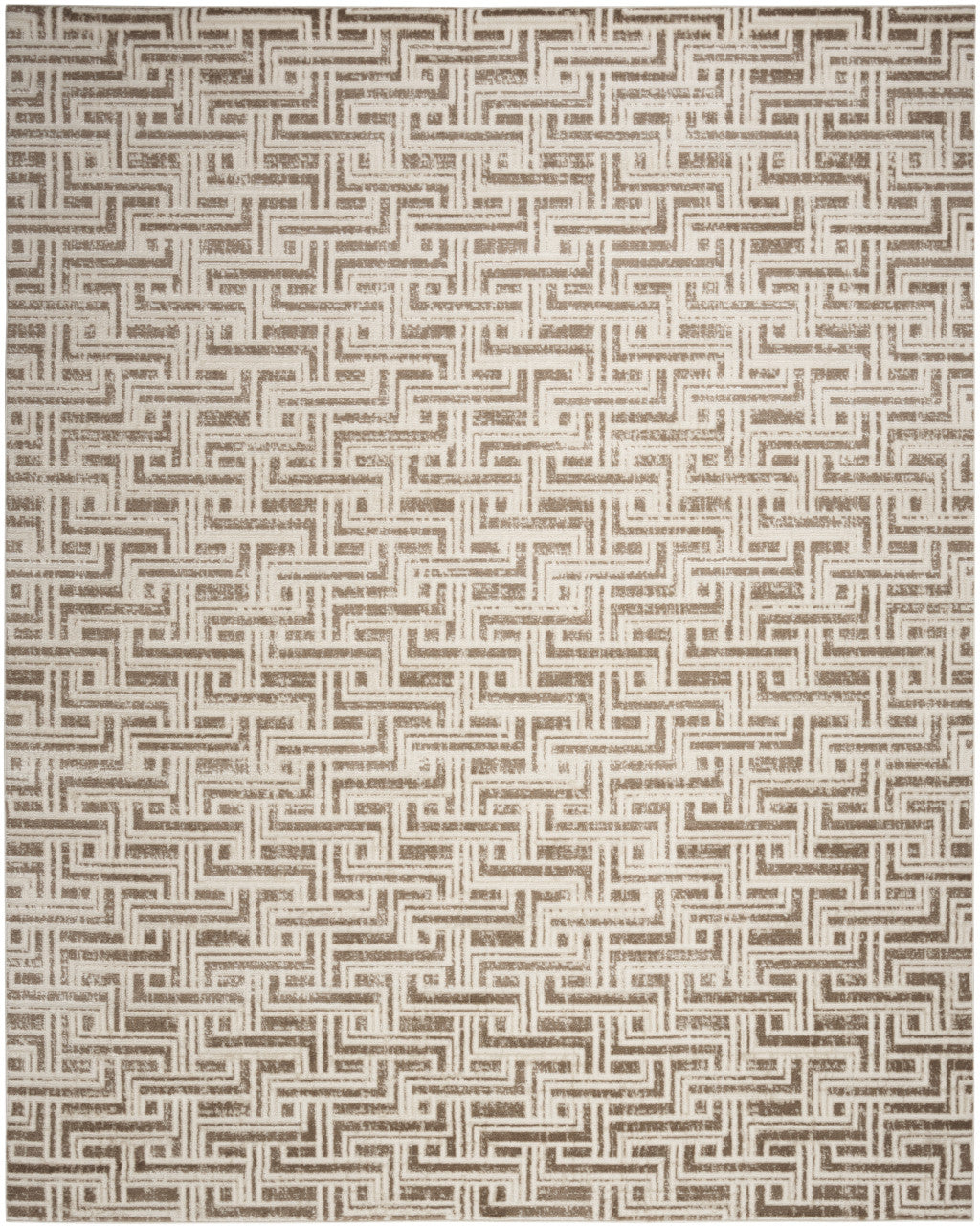 5' x 7' Brown Geometric Distressed Area Rug