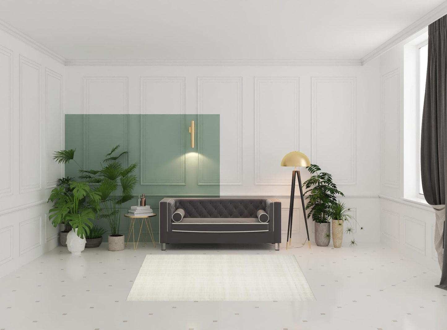 5' x 7' Cream Geometric Area Rug