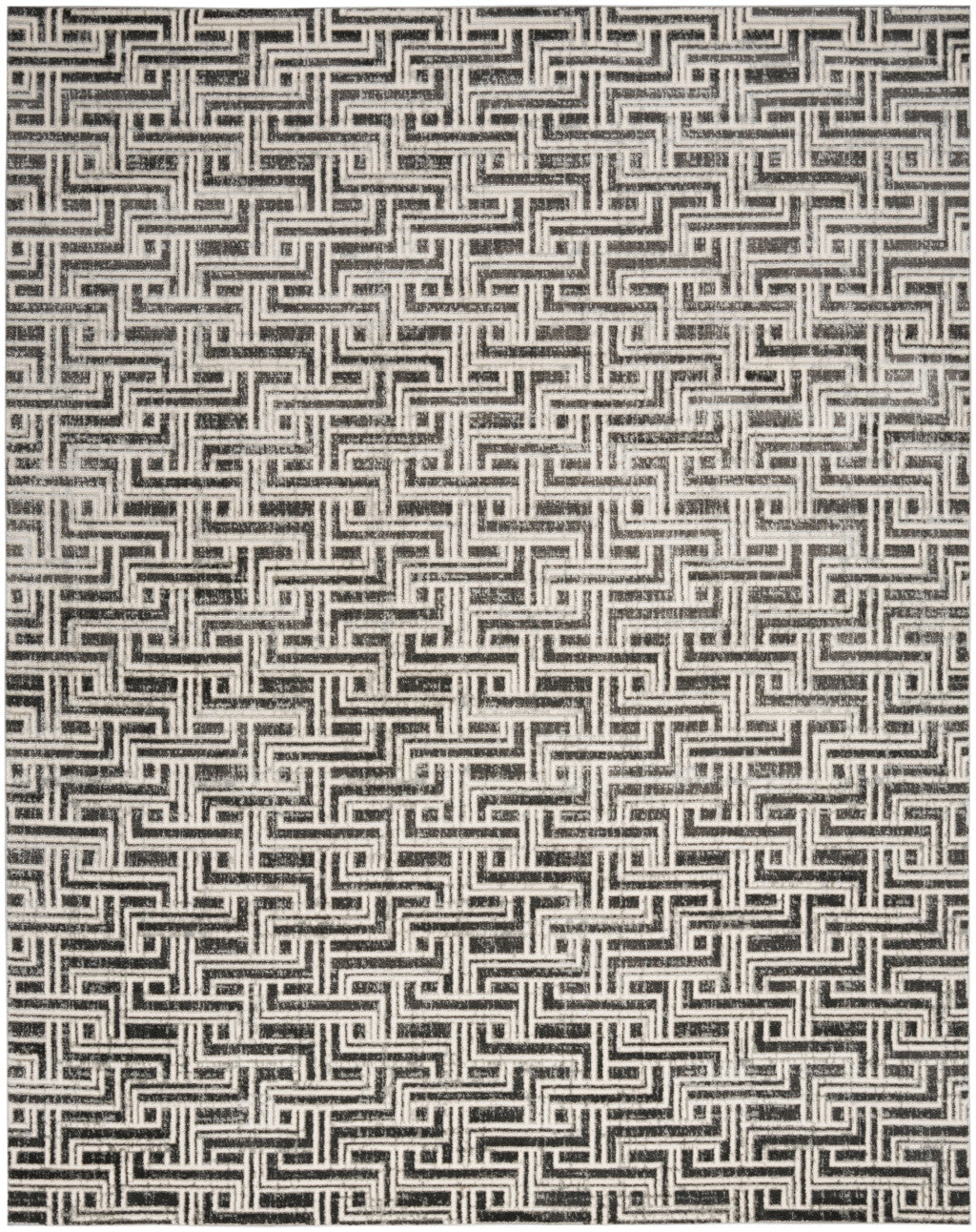 9' x 12' Gray Geometric Distressed Area Rug