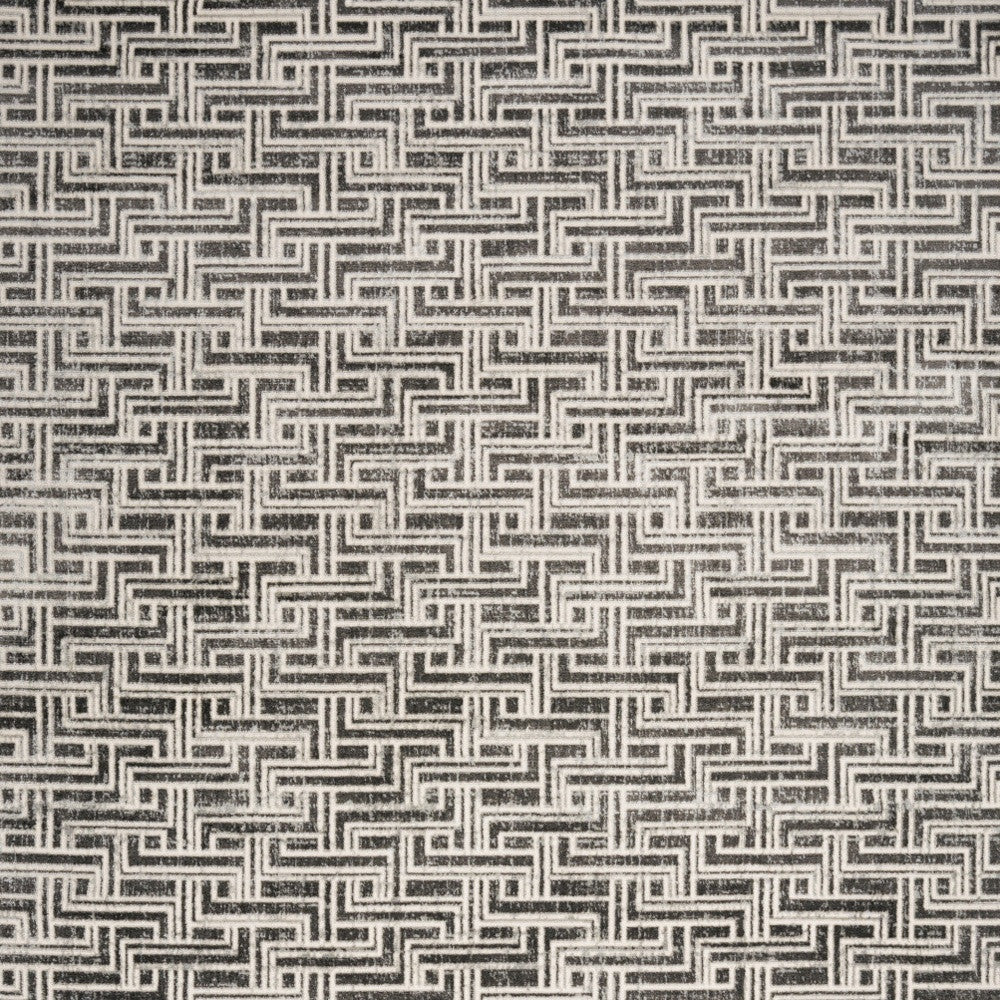 9' x 12' Gray Geometric Distressed Area Rug