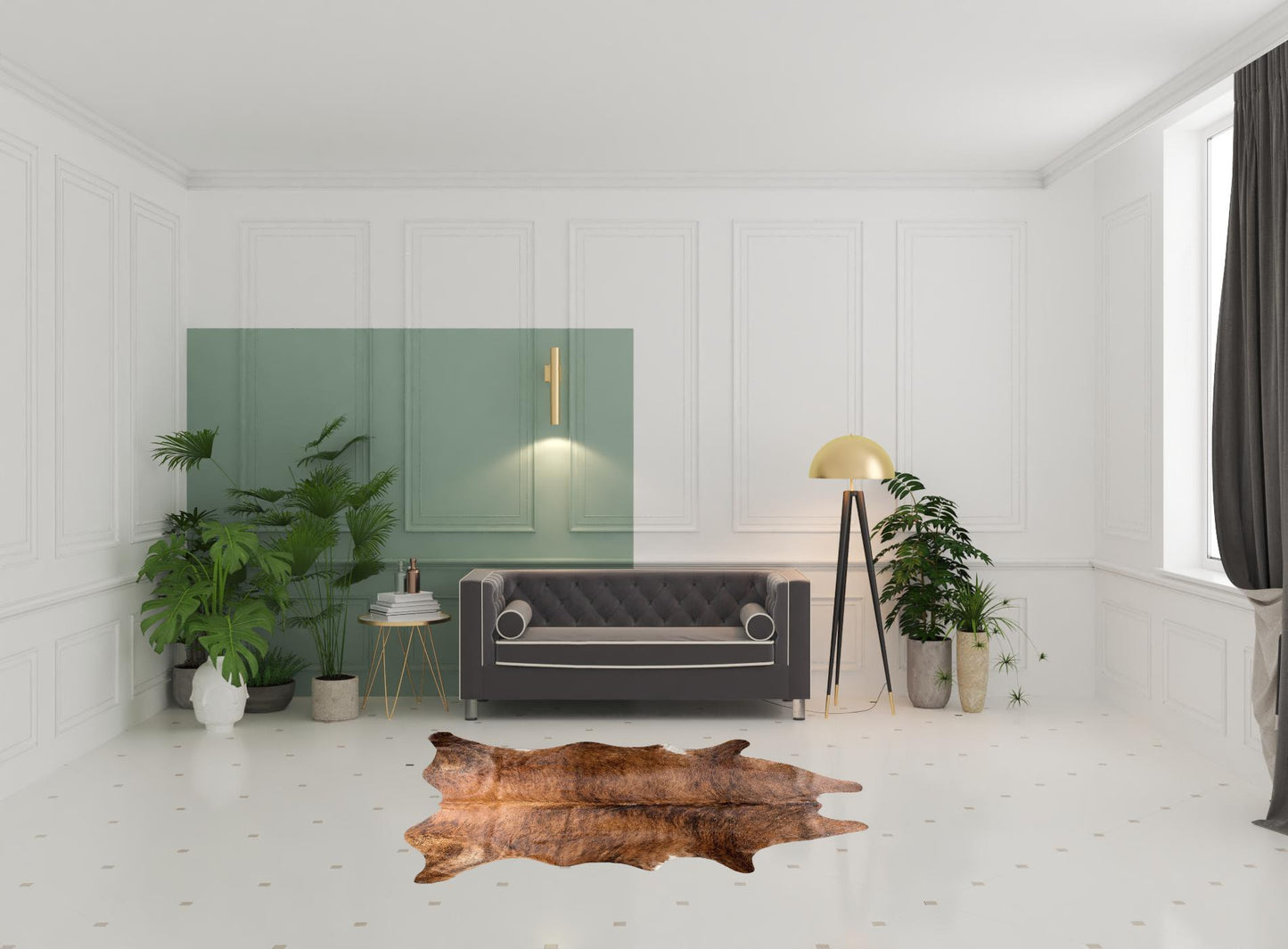 6' x 7' Brown Cowhide Hand Knotted Area Rug