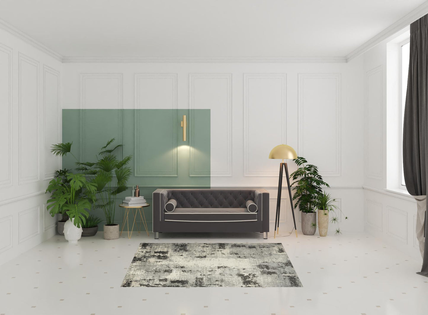 5' x 7' Cream Abstract Area Rug