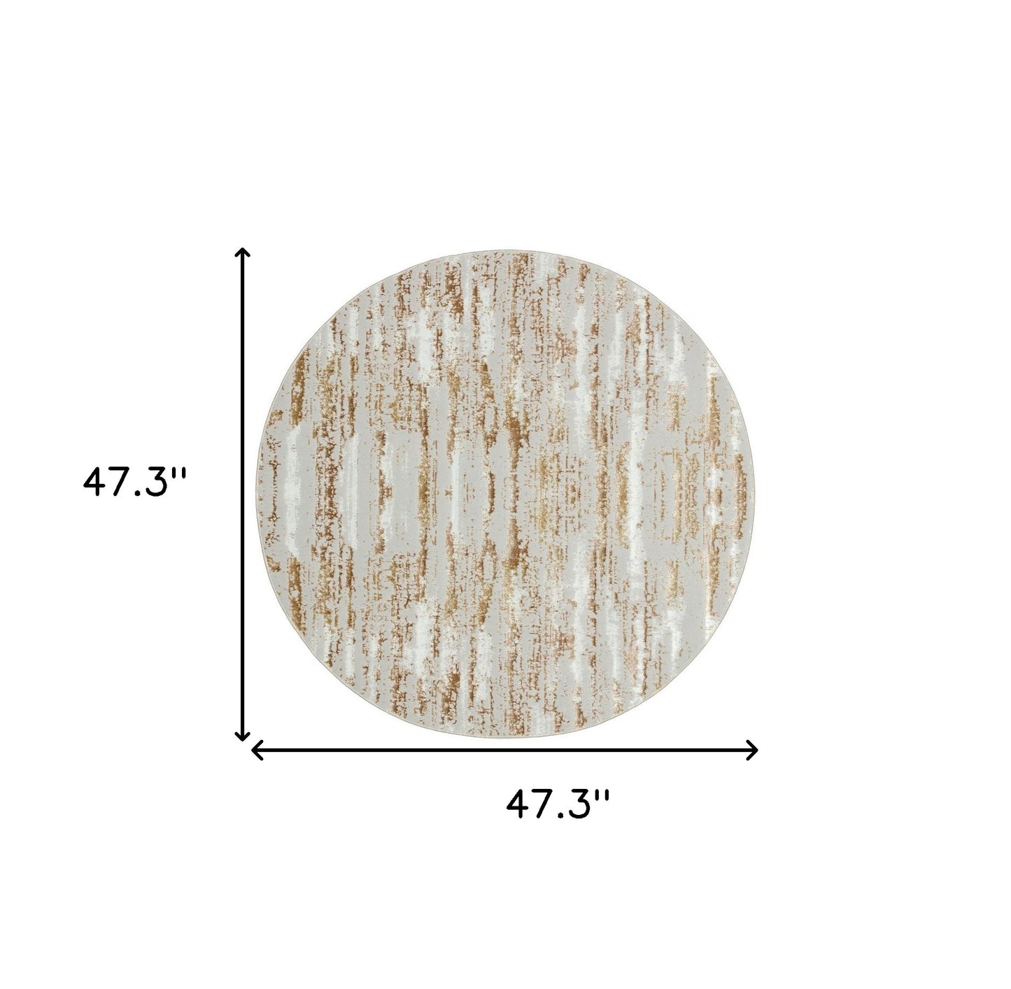 4' Beige Round Abstract Washable Non Skid Area Rug