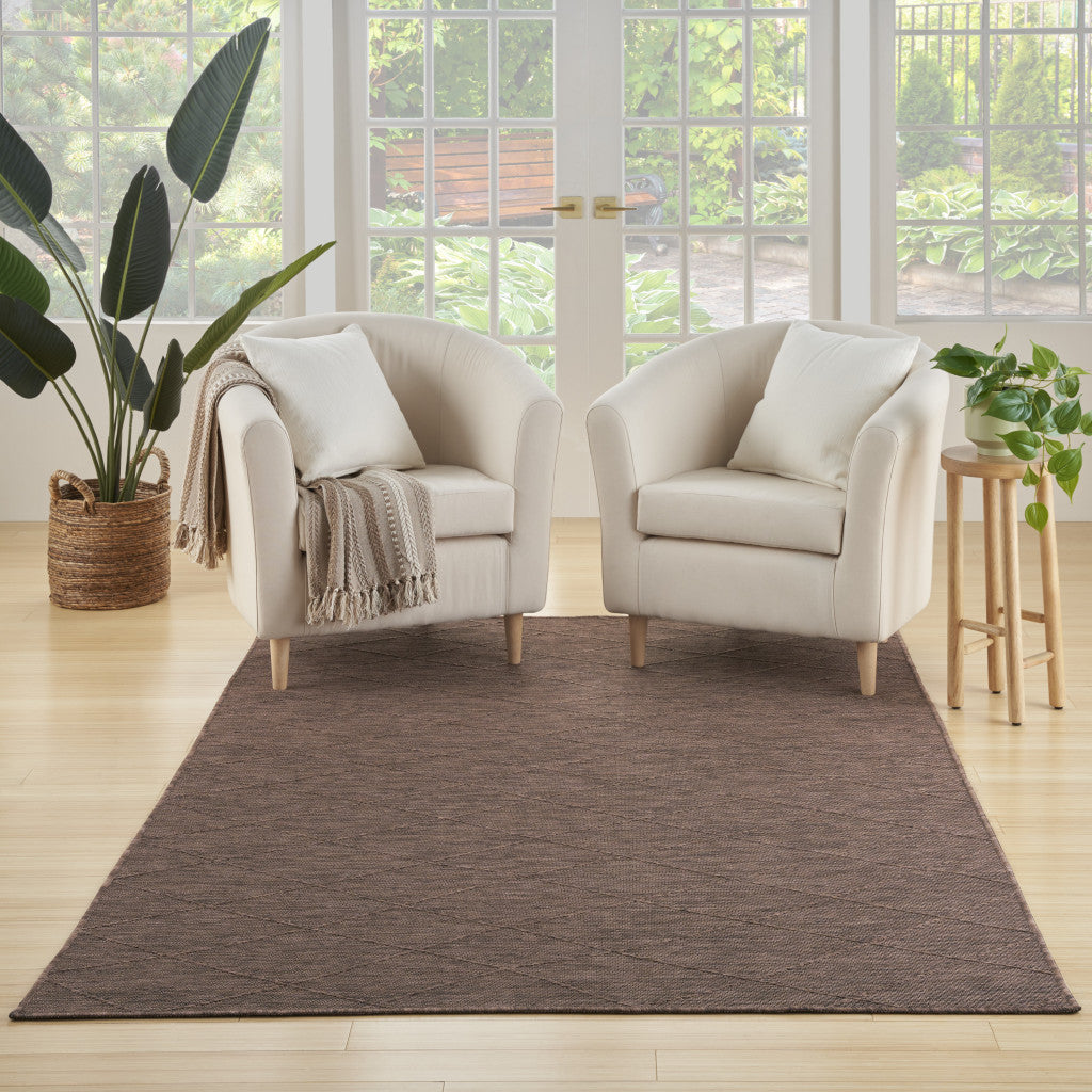 4' x 6' Brown Geometric Power Loom Non Skid Area Rug