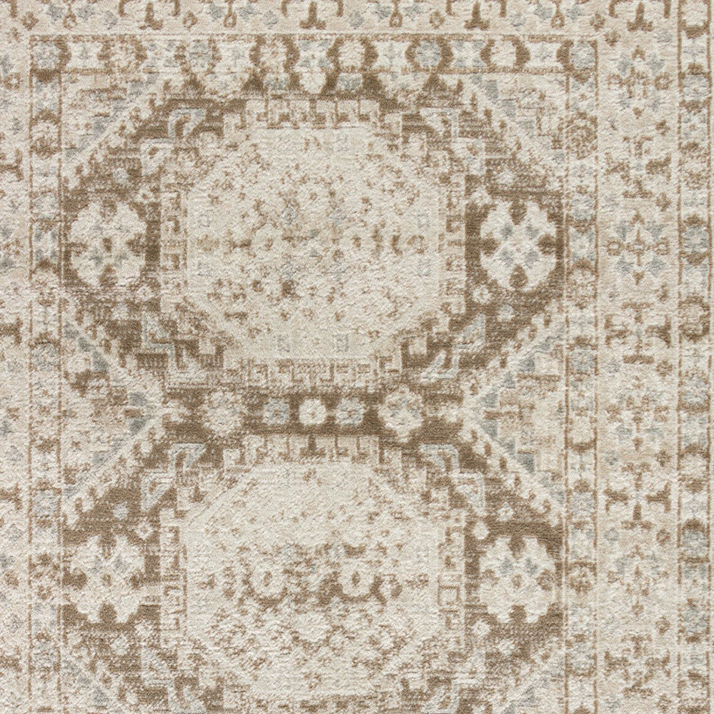 4' x 6' Brown Geometric Distressed Area Rug