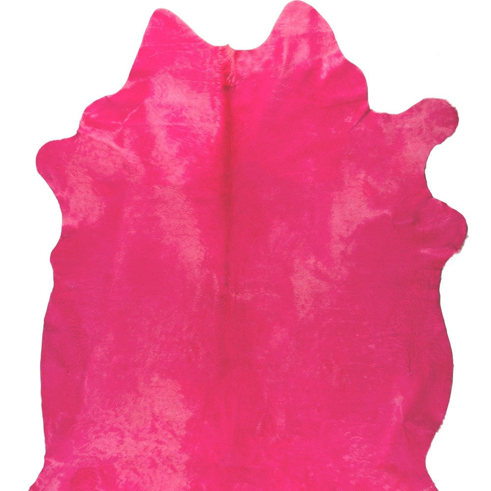 6' x 7' Pink Cowhide Hand Knotted Area Rug