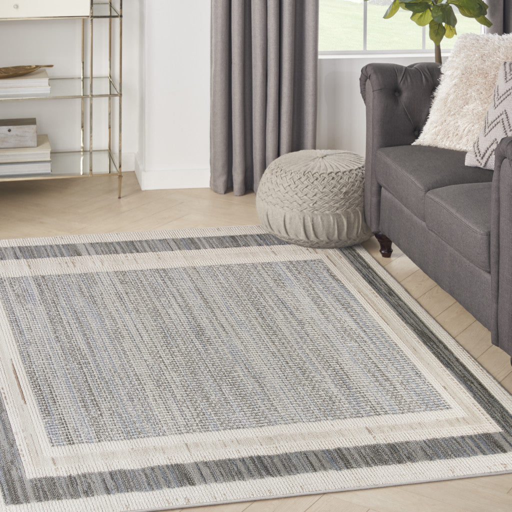 4' x 6' Gray Geometric Area Rug