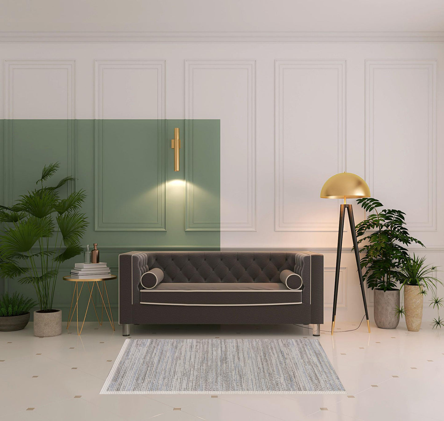 4' x 6' Gray Geometric Area Rug
