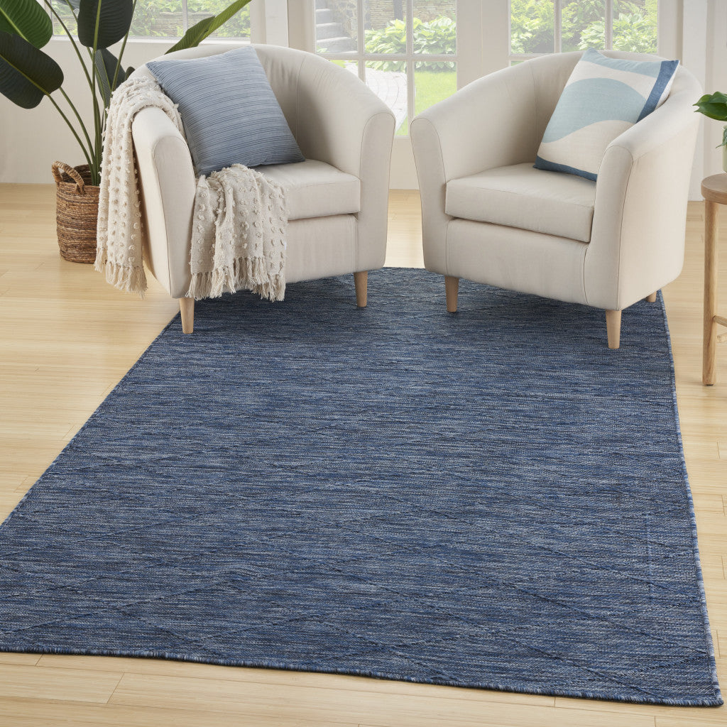 4' x 6' Blue Geometric Power Loom Non Skid Area Rug