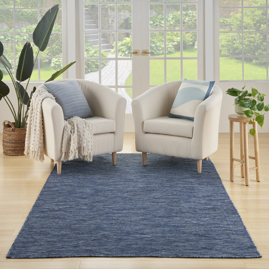 4' x 6' Blue Geometric Power Loom Non Skid Area Rug