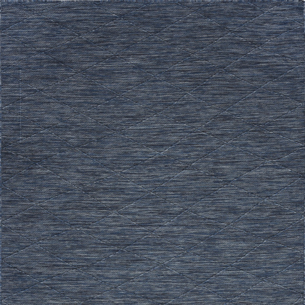 4' x 6' Blue Geometric Power Loom Non Skid Area Rug