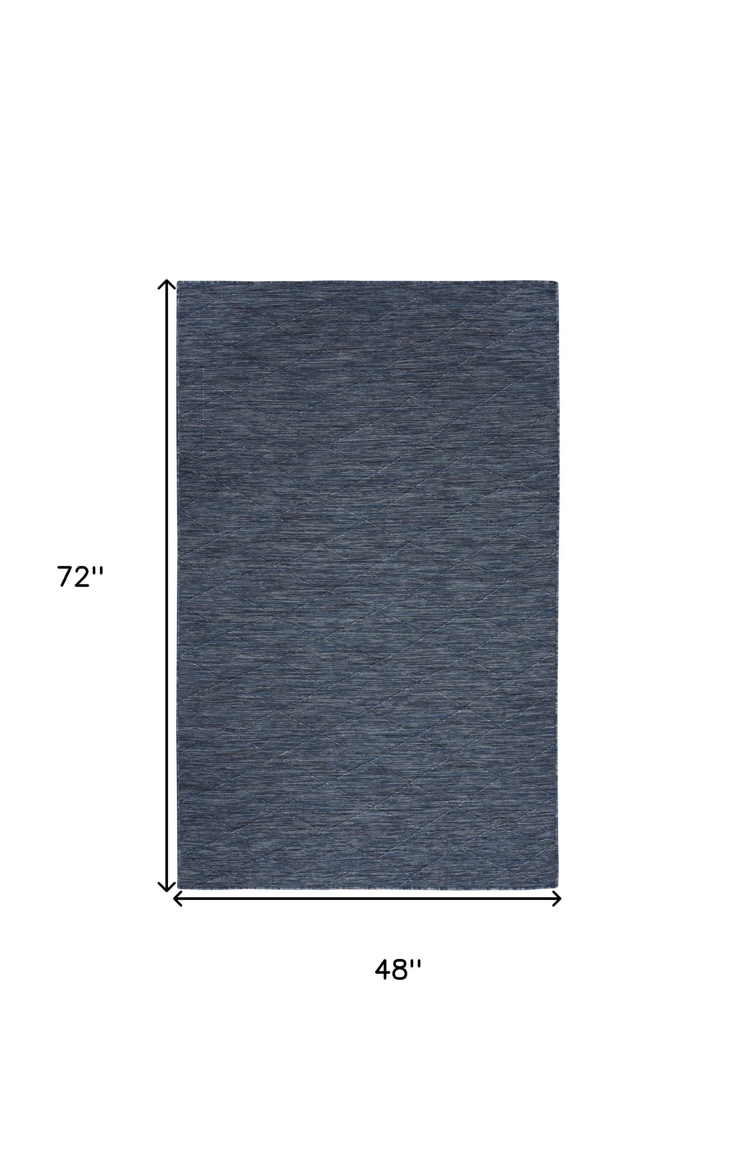 4' x 6' Blue Geometric Power Loom Non Skid Area Rug