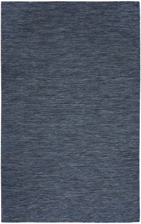 4' x 6' Blue Geometric Power Loom Non Skid Area Rug