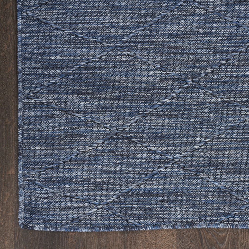 4' x 6' Blue Geometric Power Loom Non Skid Area Rug