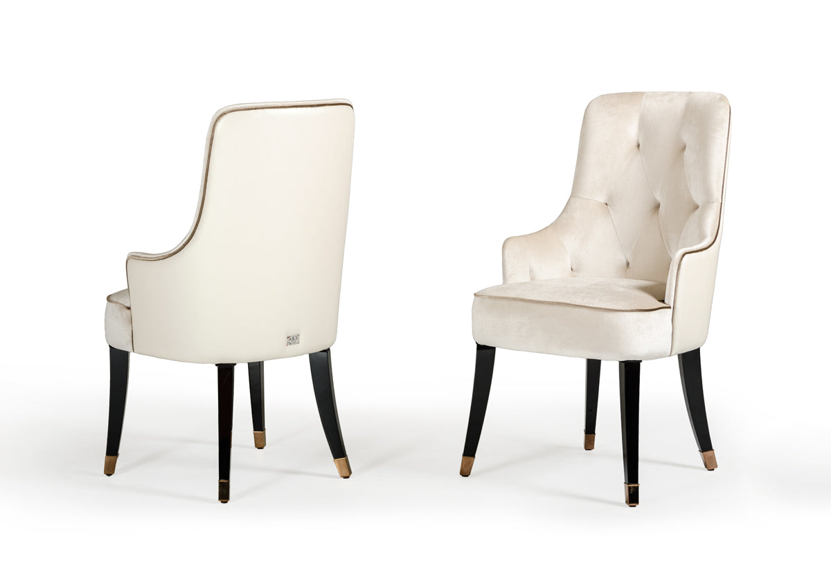 38" White Velvet Fabric Dining Chair