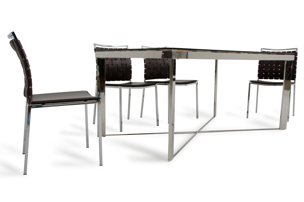 30" Wood Steel And Glass Dining Table