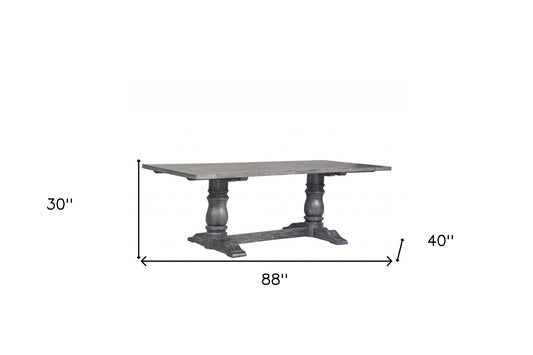 88" Light Gray and Gray Solid Wood Dining Table