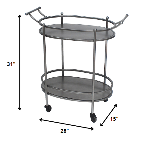 15 X 28 X 31 Bronze Antique Oval Service Cart