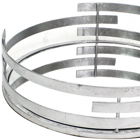 14 X 14 X 4 Silver Minimalist Line Mirror Tray