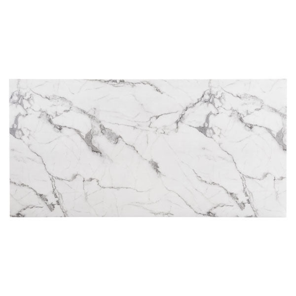 71" White And Silver Marble And Steel Dining Table