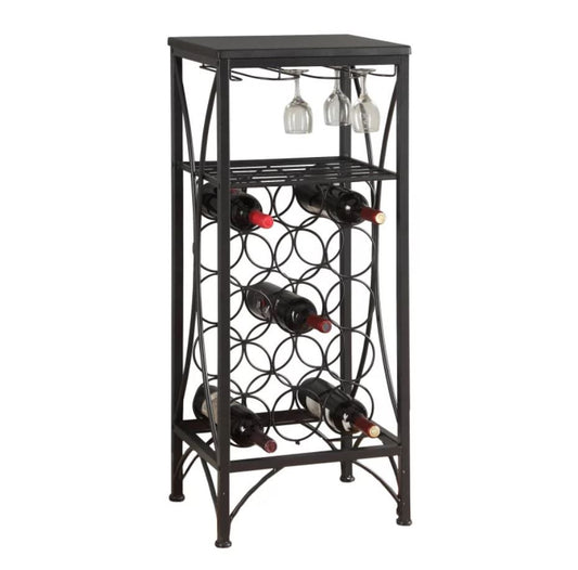 41" Black Stainless Steel Wine Rack