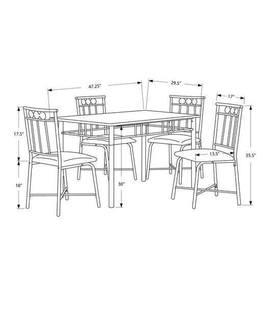 63.5" X 81" X 101" Cappuccino Microfiber Foam And Mdf 5Pcs Dining Set