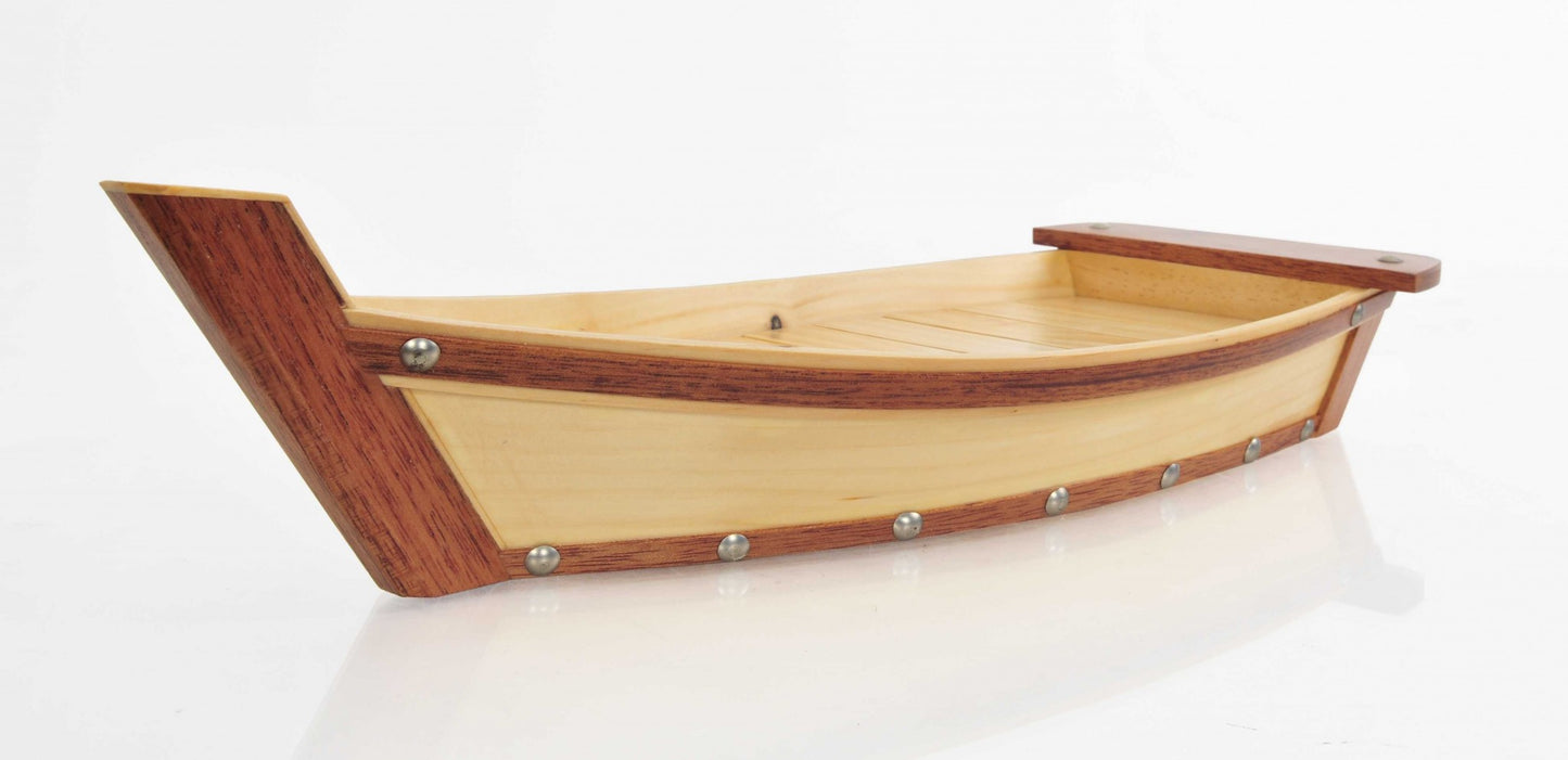 6.25" X 16.75" X 3.37" Small Wooden Sushi Boat Serving Tray