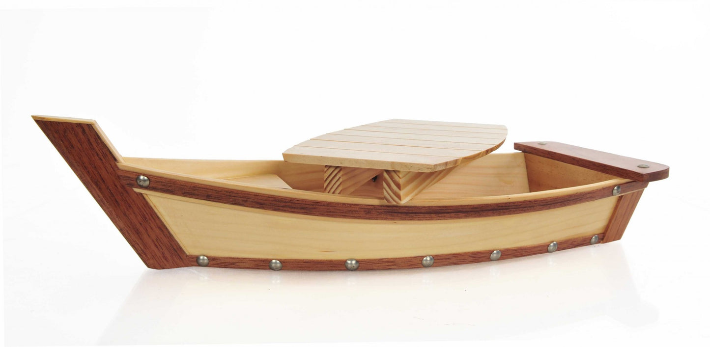 6.25" X 16.75" X 3.37" Small Wooden Sushi Boat Serving Tray