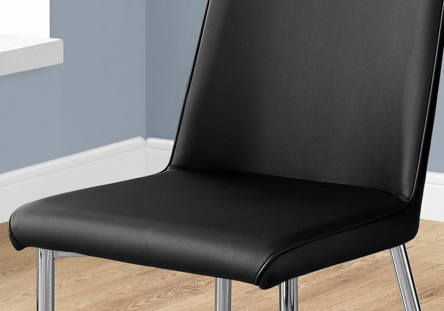 33" X 36" X 74" Black Leather Look Foam Dining Chairs With Metal Base Set Of 2