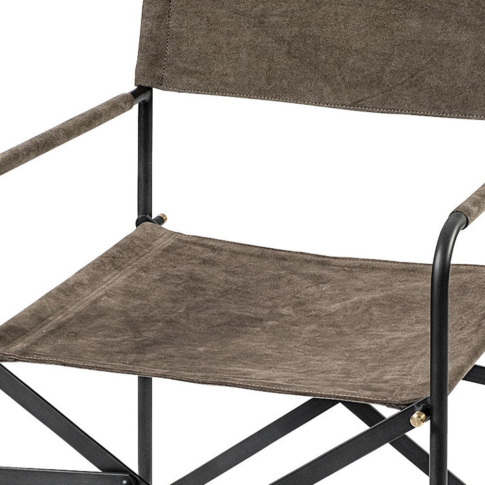 Brown Leather With Black Iron Frame Dining Chair